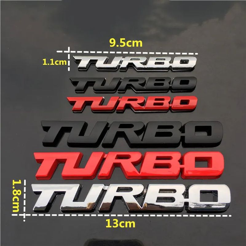 TURBO Emblem Chrome Metal Zinc Fender Trunk 3D Sticker for Cruze Geely BMW Benz Audi VW