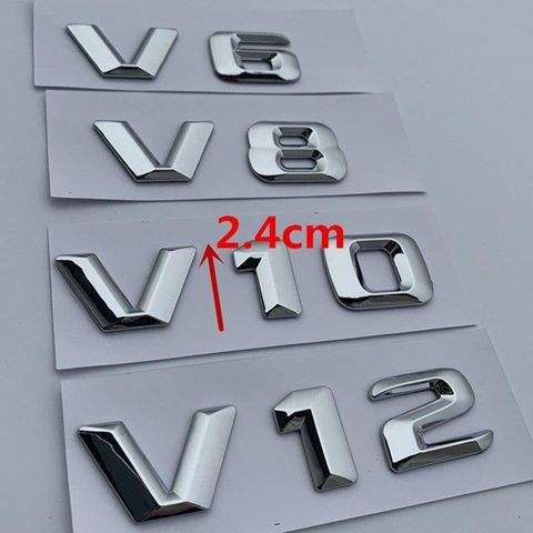 V6 V8 V10 V12 Letter Number Chrome Emblem Logo for Mercedes Benz C200 E300 Car Styling Fender Discharging Capacity Mark
