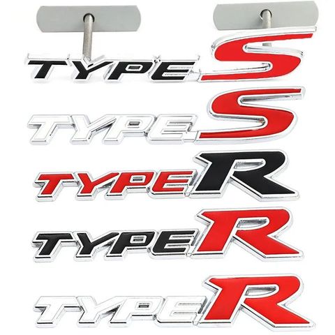 3D Metal Type R Type S Stickers Decals Front Grill Emblem for Honda Civic City Accord