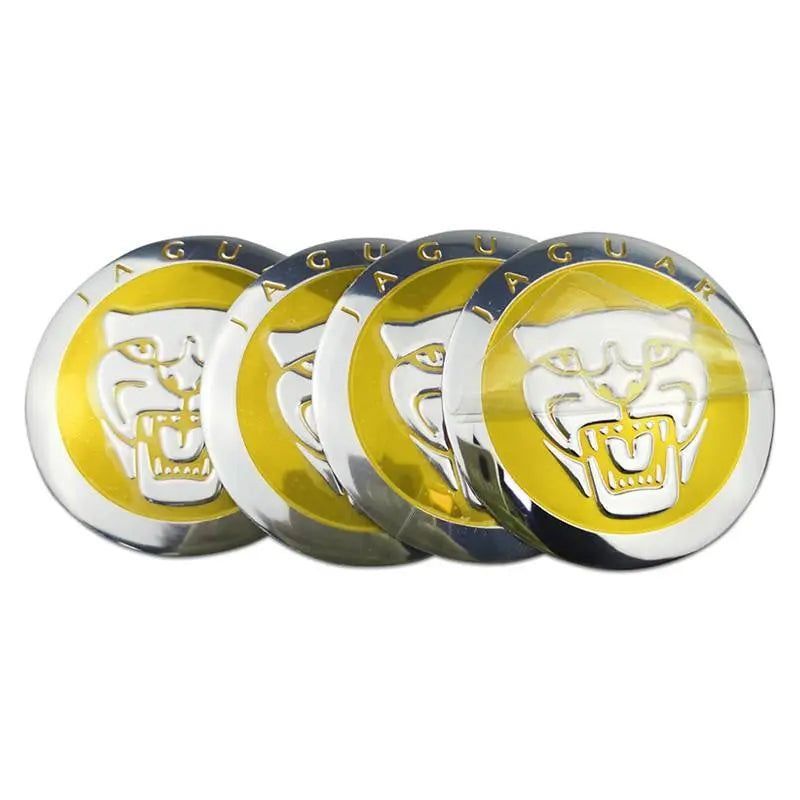 56mm 4PCS Jaguar Leopard Head XF XJ-S XJ-6 X-Type XE S-Type XKR XK Car Wheel Center Hub Cap Sticker Emblem Badge Decal