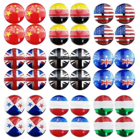 4PCS 56mm Germany America Italy National Flag Car Wheel Center Hub Cap Sticker Auto Tire Emblem Badge Decal
