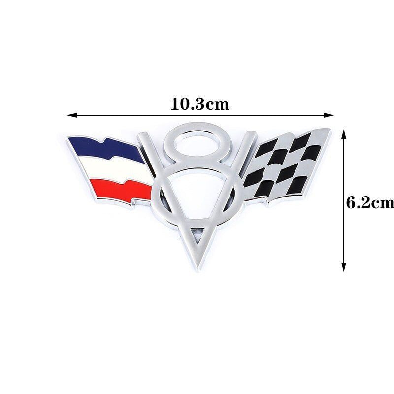 3D Metal V8 USA UK Germany France Italy Flag Sticker Emblem Badge for Fiat Ford Lada Audi Opel Skoda