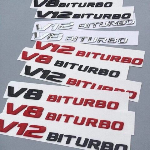 3D Font Letters Emblem Badge for Mercedes Benz AMG C63 E300L V8 V12 BITURBO Fender Supercharge Turbo Sticker