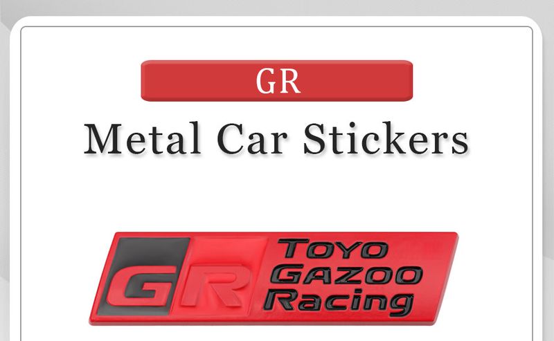 GR Gazoo Racing Badge Front Hood Grille Emblem Decal for Toyota HV YARiS GRMN GR Sport