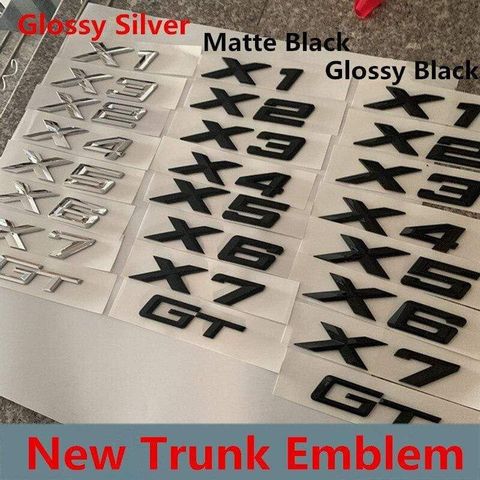 New Small X1 X2 X3 X4 X5 X6 X7 GT Letter Emblem Rear Boot Trunk Badge Car Styling Logo Sticker for BMW E36 E39 E70 E90 F10