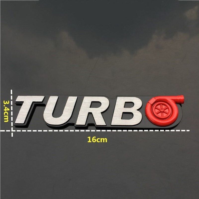 TURBO Emblem Chrome Metal Zinc Fender Trunk 3D Sticker for Cruze Geely BMW Benz Audi VW