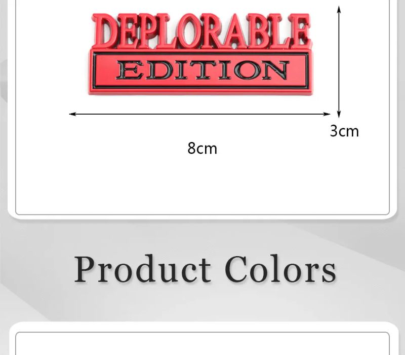Sticker Deplorable Edition Badge Emblem Hood Grille for Jeep Patriot Freelance Compass