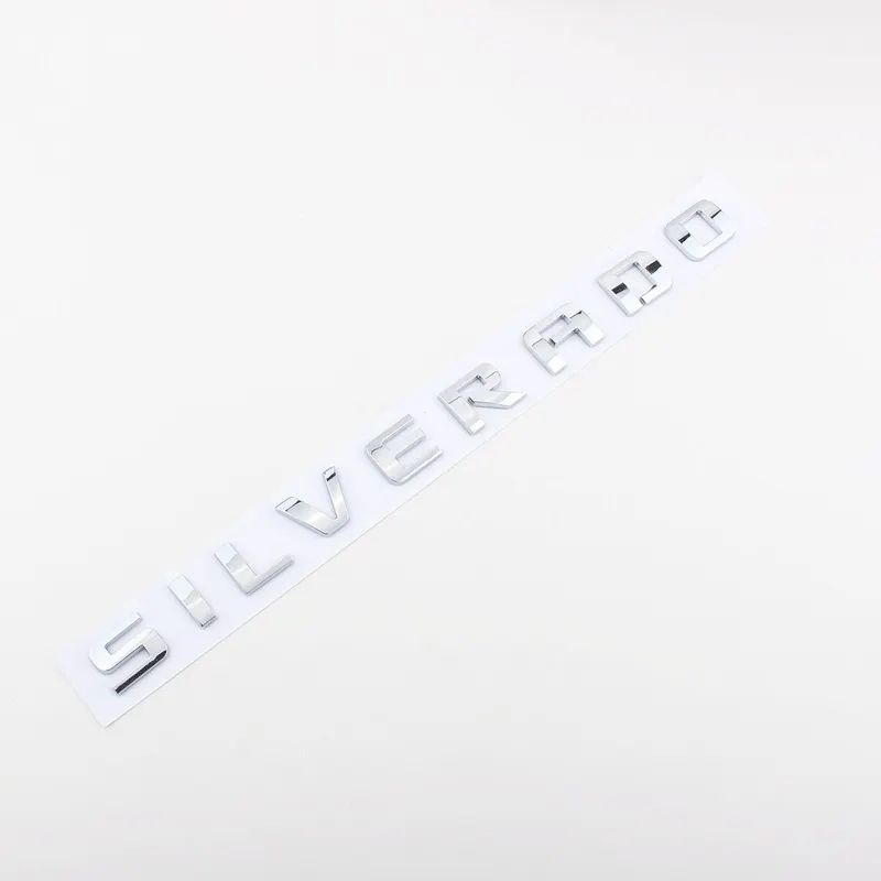 3D Side Fender Trunk Emblem Sticker For Chevrolet SILVERADO Letters Silver Black