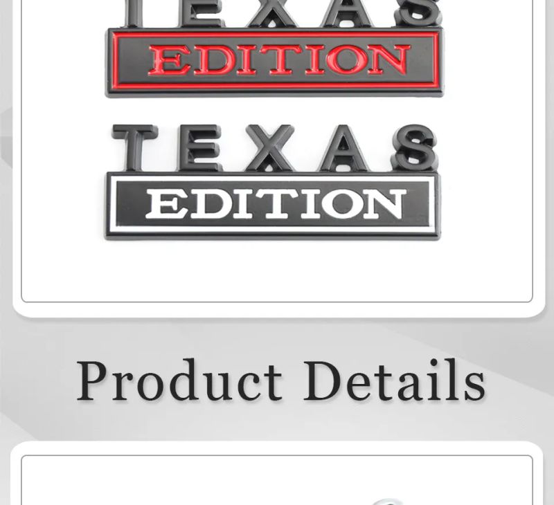 Metal Sticker TEXAS Edition Badge Emblem Front Hood Grille for BMW Nissan Mazda Skoda Lexus