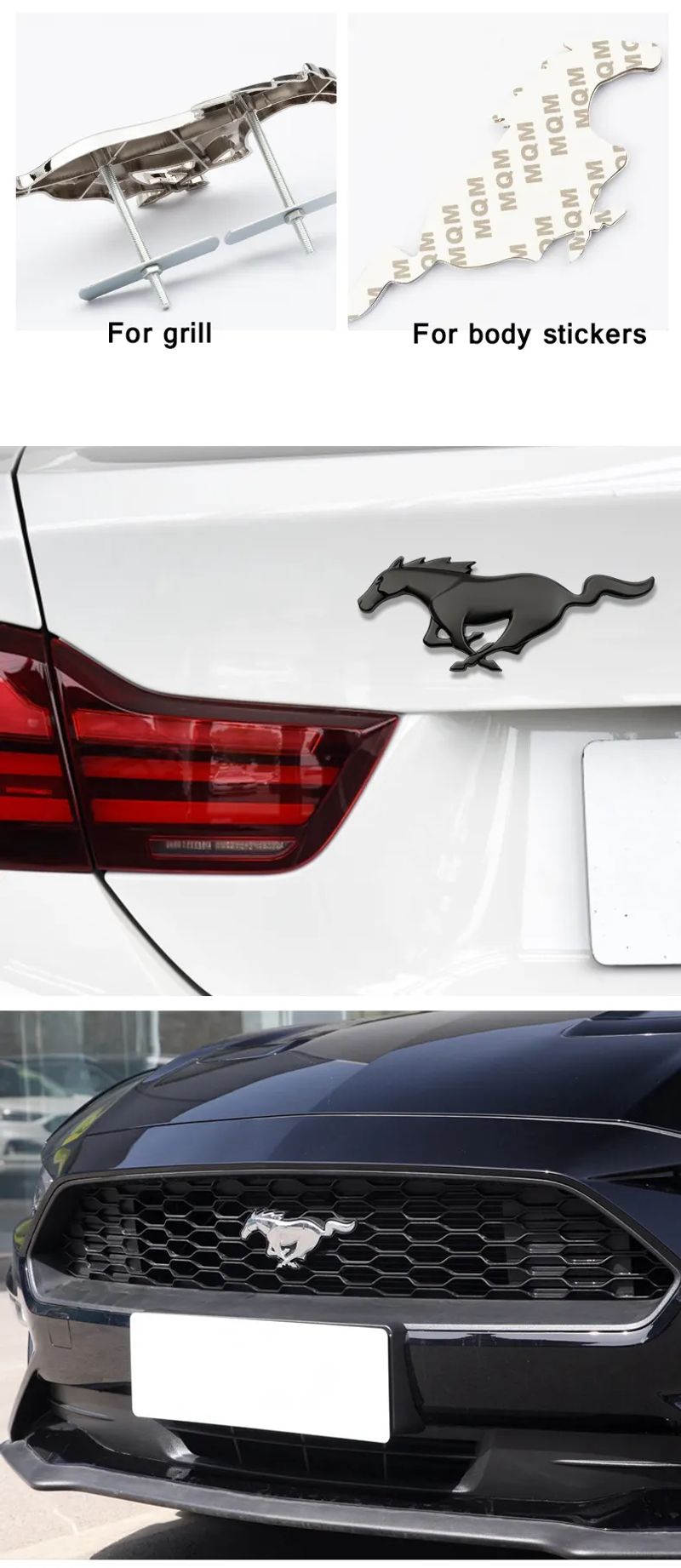 For Mustang 2015-2021 Fastback Mach 1 Shelby Metal Front Grill Horse Emblem