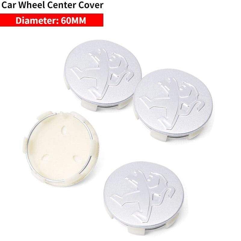 Peugeot 60mm Wheel Center Caps, 4-Piece Hub Cover Set