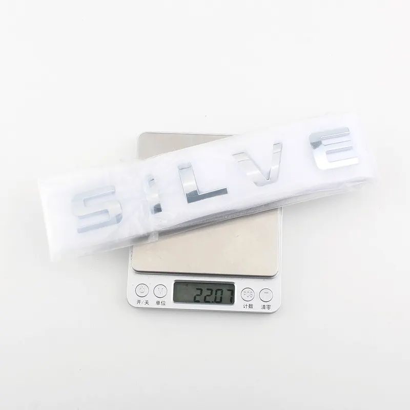 3D Side Fender Trunk Emblem Sticker For Chevrolet SILVERADO Letters Silver Black
