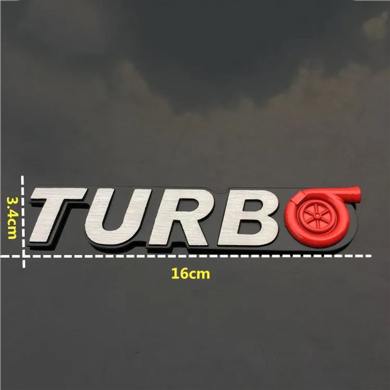 TURBO Emblem Chrome Metal Zinc Fender Trunk 3D Sticker for Cruze Geely BMW Benz Audi VW