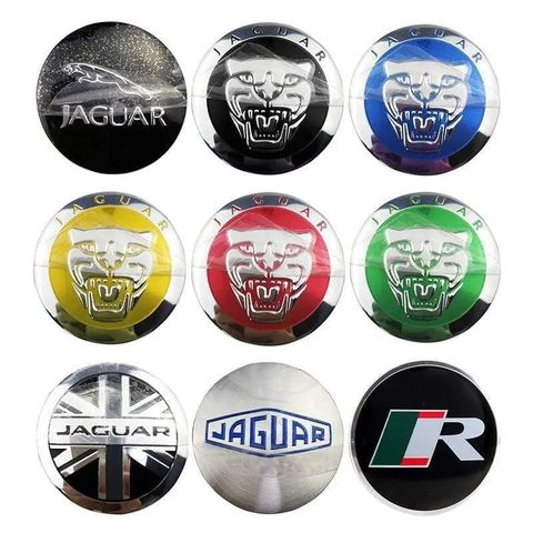 56mm 4PCS Jaguar Leopard Head XF XJ-S XJ-6 X-Type XE S-Type XKR XK Car Wheel Center Hub Cap Sticker Emblem Badge Decal