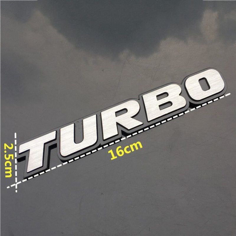 TURBO Emblem Chrome Metal Zinc Fender Trunk 3D Sticker for Cruze Geely BMW Benz Audi VW