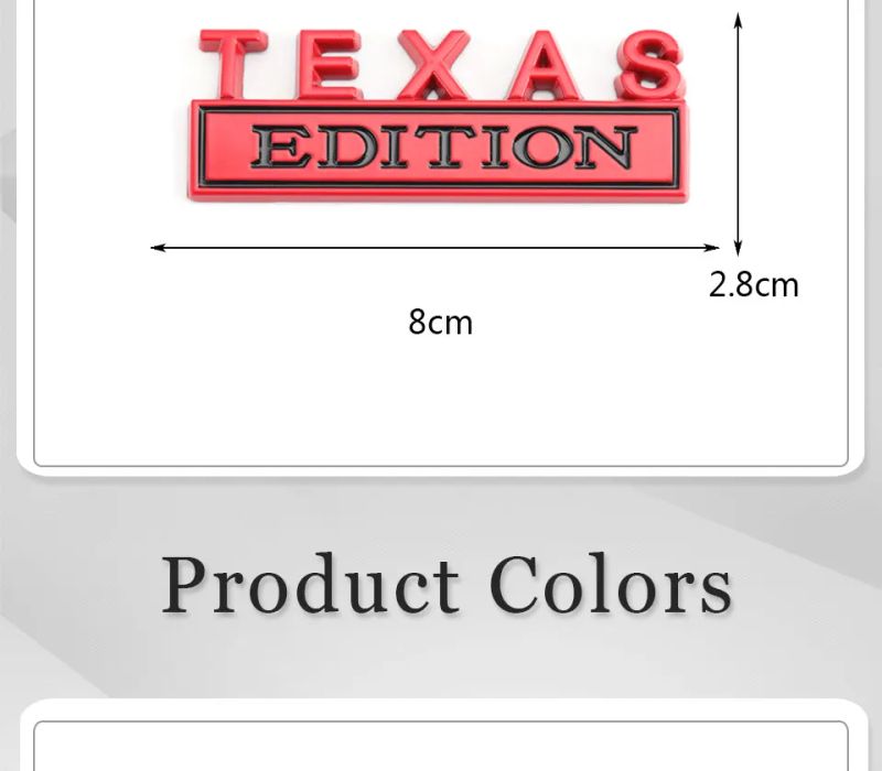 Metal Sticker TEXAS Edition Badge Emblem Front Hood Grille for BMW Nissan Mazda Skoda Lexus
