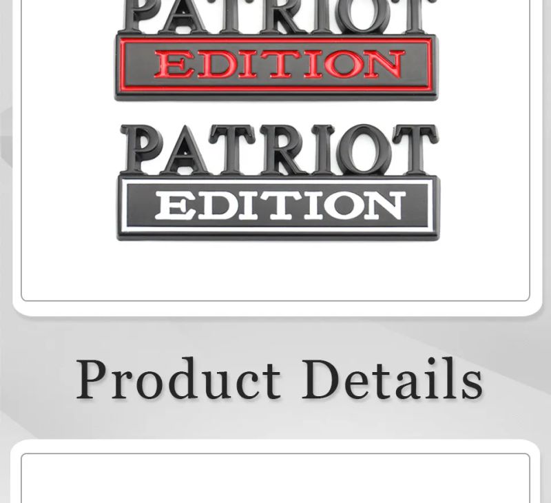 Metal Car Sticker PATRIOT Edition Badge Emblem Front Hood Grille for BMW Subaru Mazda