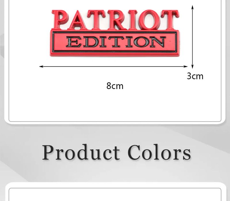 Metal Car Sticker PATRIOT Edition Badge Emblem Front Hood Grille for BMW Subaru Mazda