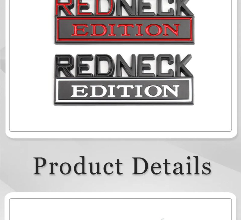 Redneck Edition Badge Emblem Hood Grille Sticker for Subaru Honda Jeep Ford Nissan Lexus