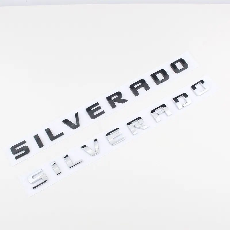 3D Side Fender Trunk Emblem Sticker For Chevrolet SILVERADO Letters Silver Black