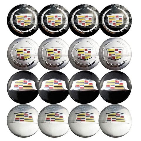 4PCS 56mm Cadillac Route US 66 Car Wheel Center Hub Cap Sticker Auto Tire Emblem Badge Decal