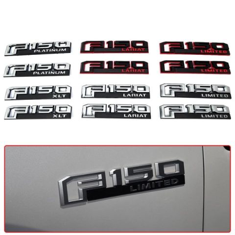 2pcs Ford F150 F150 LARIAT LIMITED PLATINUM XLT Fender Emblems Drivers Side Rear Sticker
