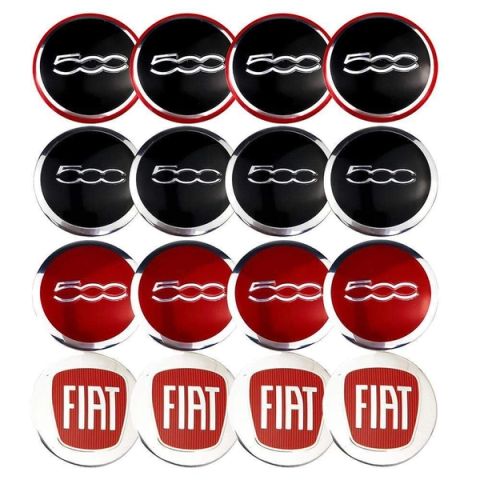 4PCS 56mm Fiat 500 Car Wheel Center Hub Cap Sticker Auto Tire Emblem Badge Decal
