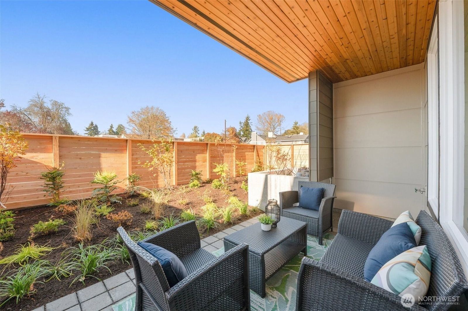 A ground-floor patio and fenced yard