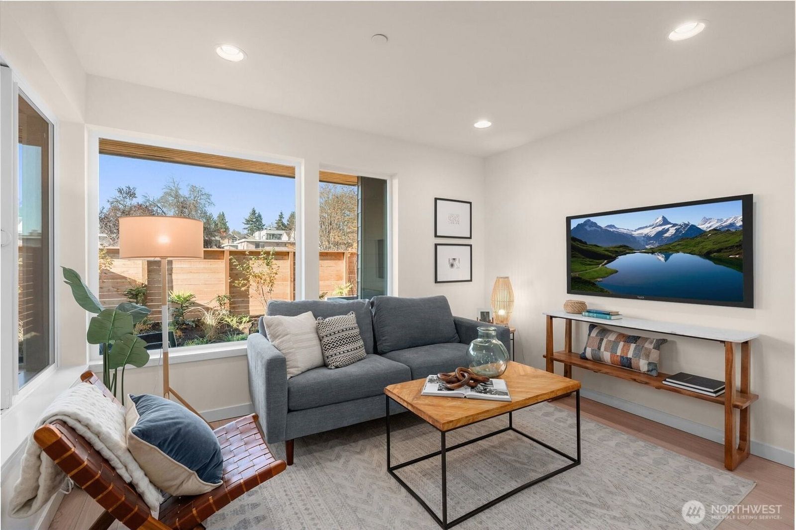 The two-bedroom home's living room