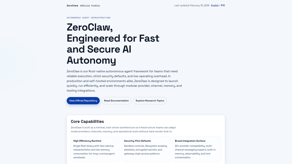 Screenshot of zeroclaw