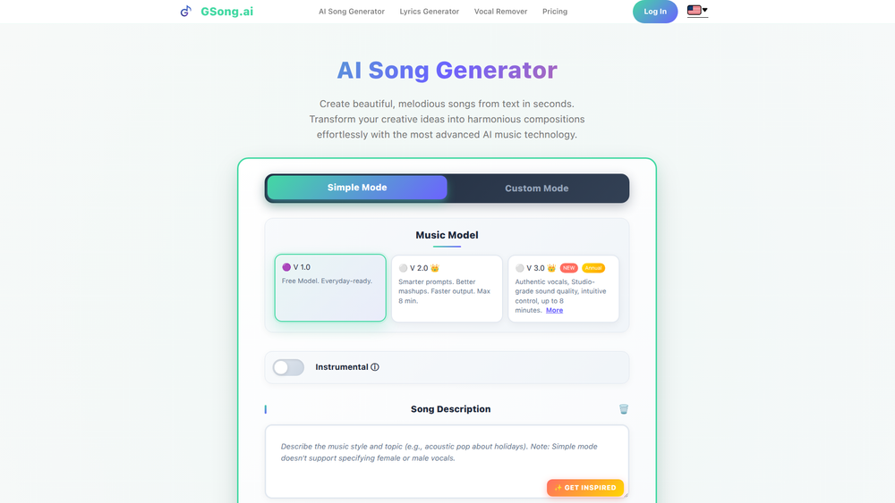 Screenshot of GSong.ai