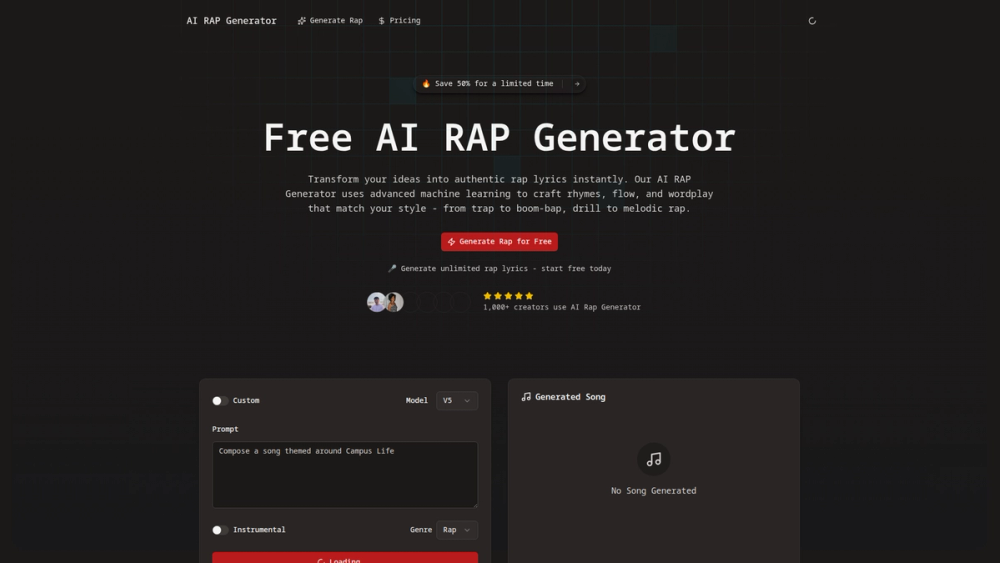 Screenshot of AI Rap Generator Screenshot of AI Rap Generator