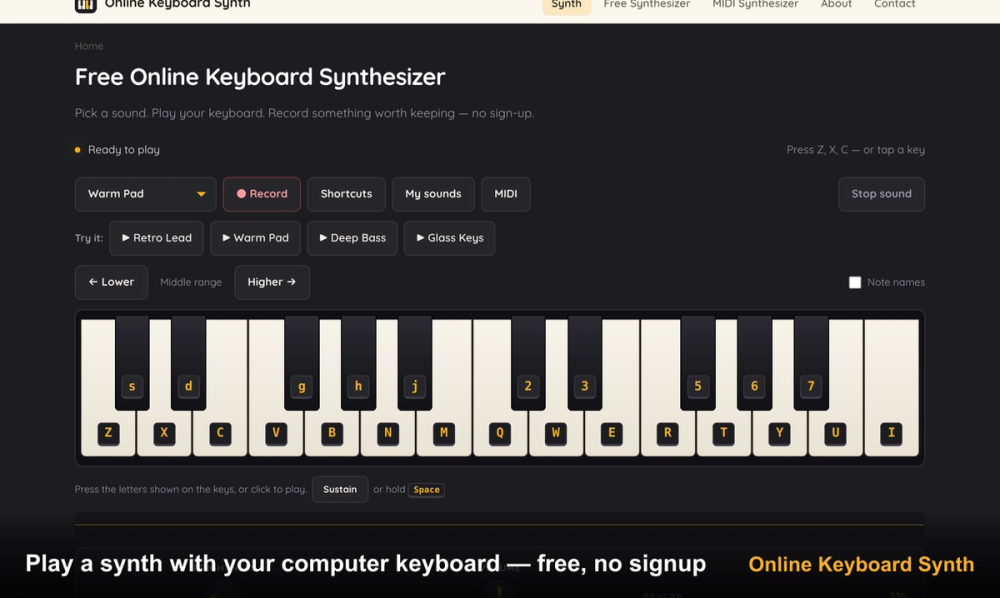 image of Online Keyboard Synthesizer
