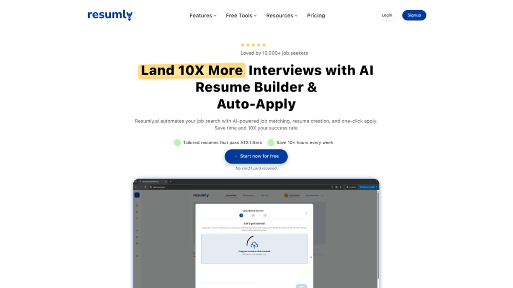 Screenshot of Resumly