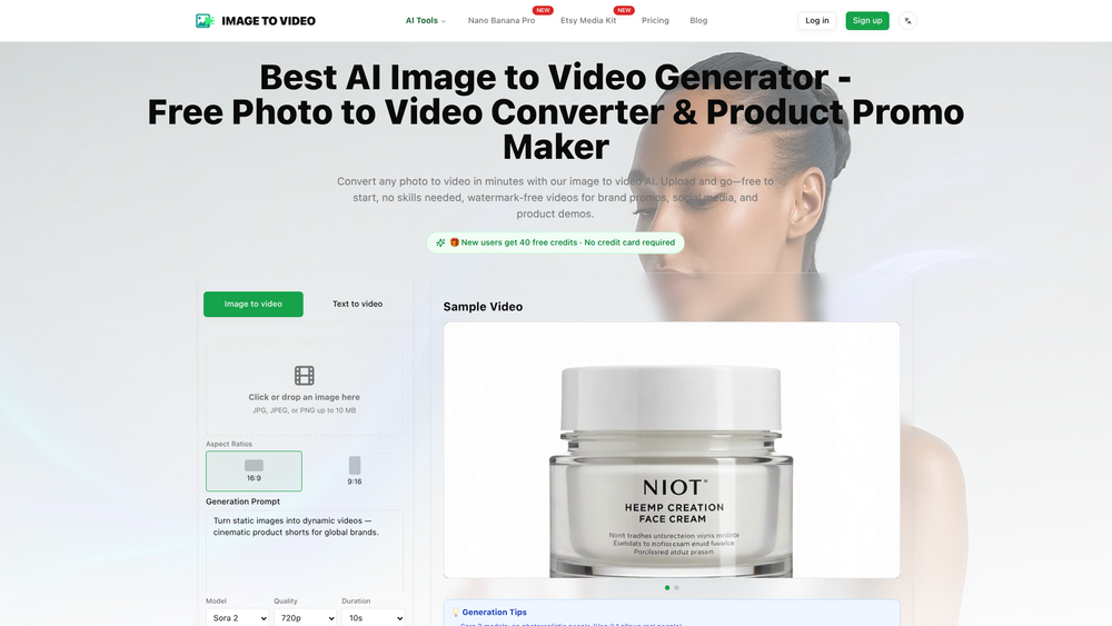 Screenshot of Best AI Image to Video | Free, Cheapest Product Promo Maker