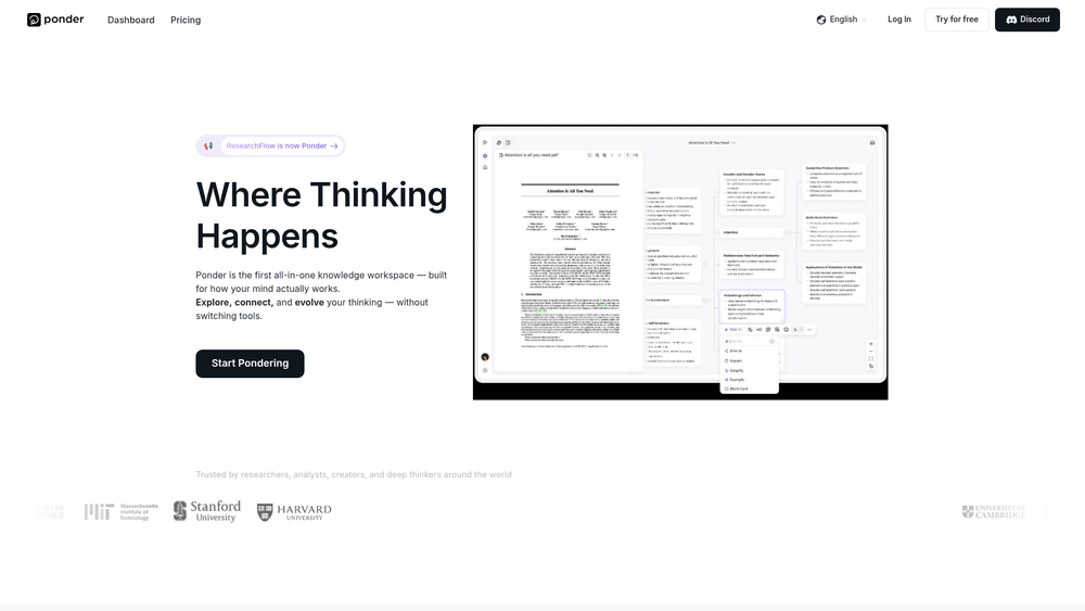 Screenshot of Ponder AI