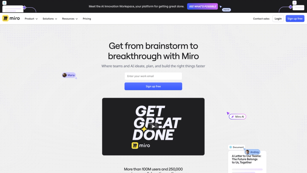 Screenshot of Miro Screenshot of Miro