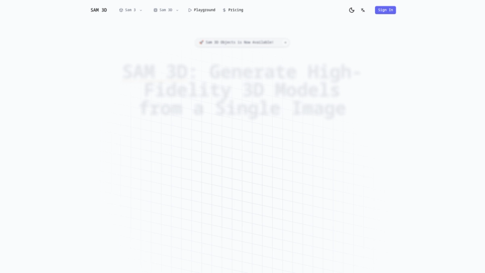 Screenshot of SAM 3D – Image to 3D Online Screenshot of SAM 3D – Image to 3D Online
