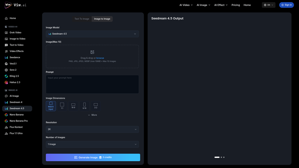 Screenshot of Seedream 4.5 - ByteDance’s Latest 4K Cinematic Image AI