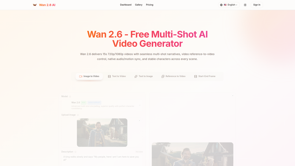 Screenshot of Wan 2.6 AI