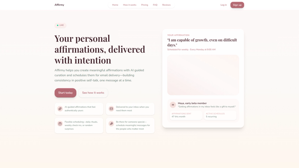 Screenshot of Affirmy