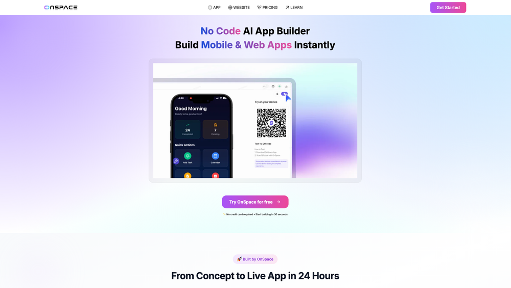 Screenshot of OnSpace.AI: App Builder AI No-code Platform