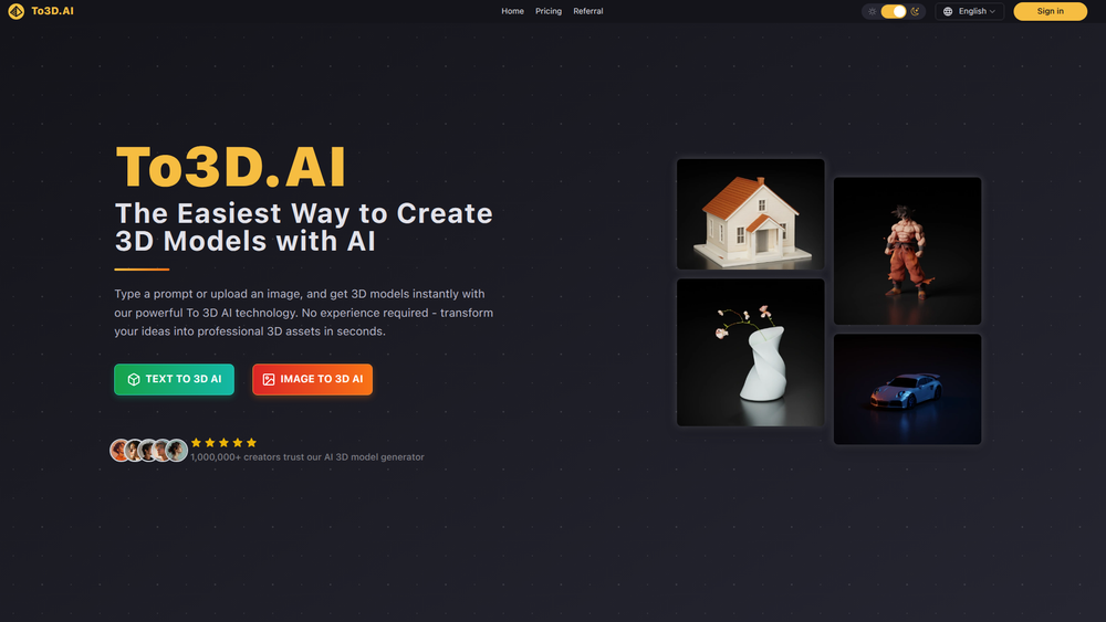 Screenshot of To3D.AI