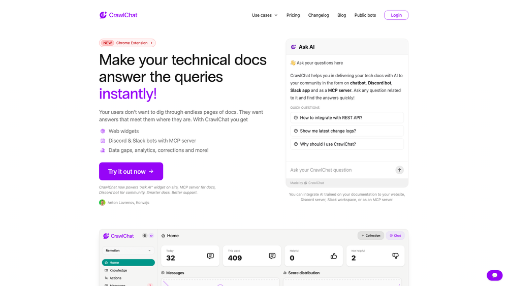 Screenshot of CrawlChat
