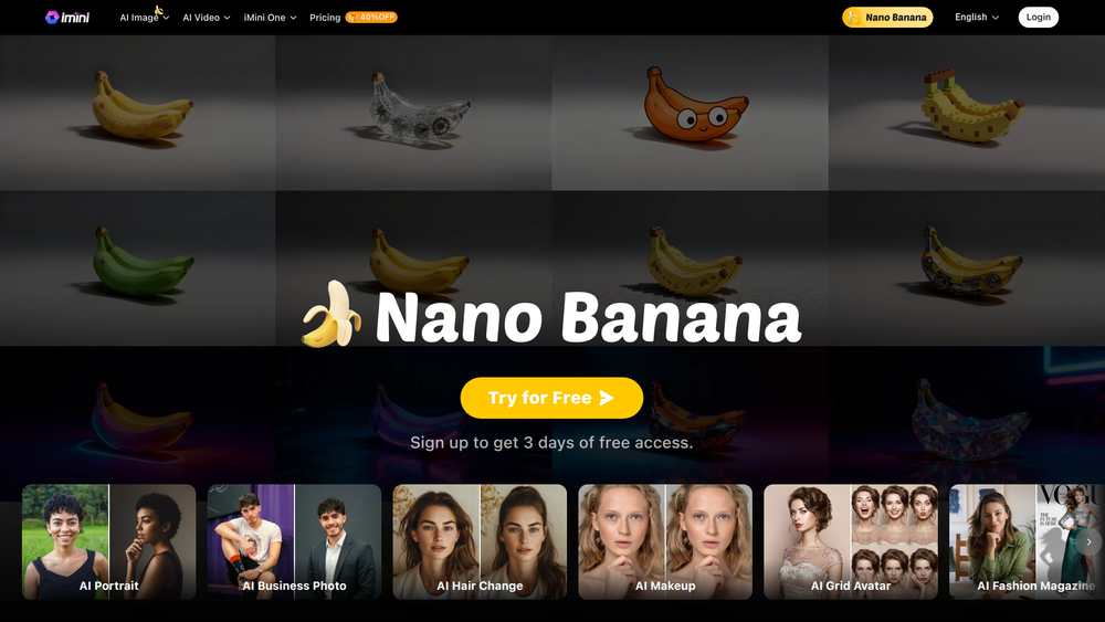 Screenshot of Nano Banana AI | Nano Banana the Best AI Image Generator