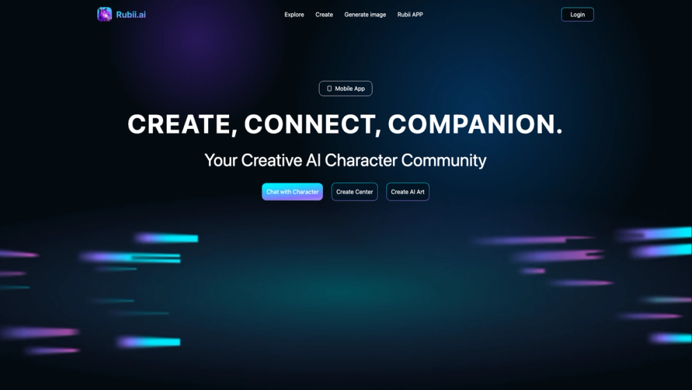 Screenshot of Rubii: AI Character Community