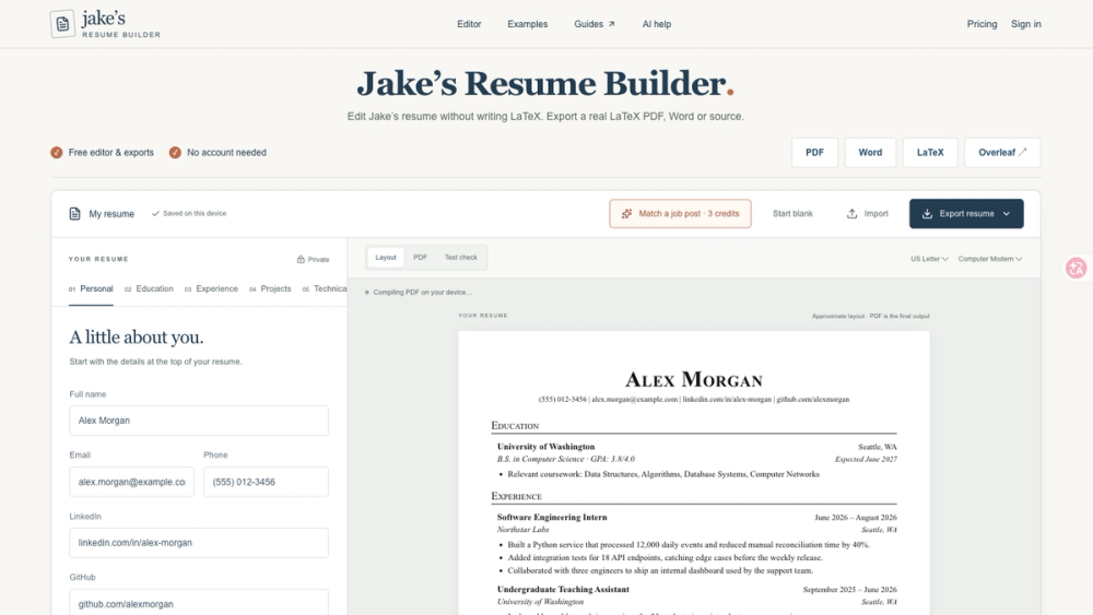 image of Jake's Resume Builder
