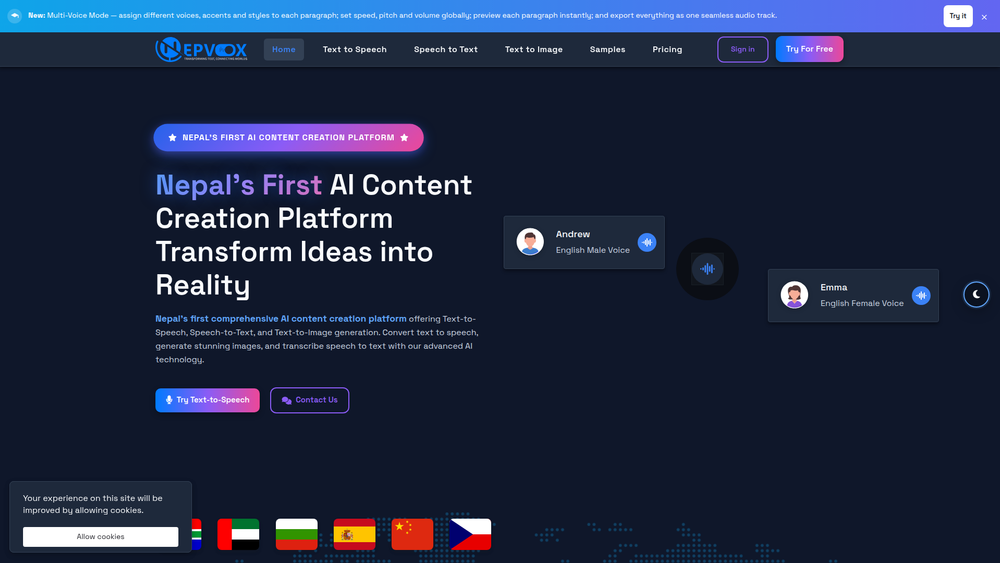 Screenshot of Nepvox AI