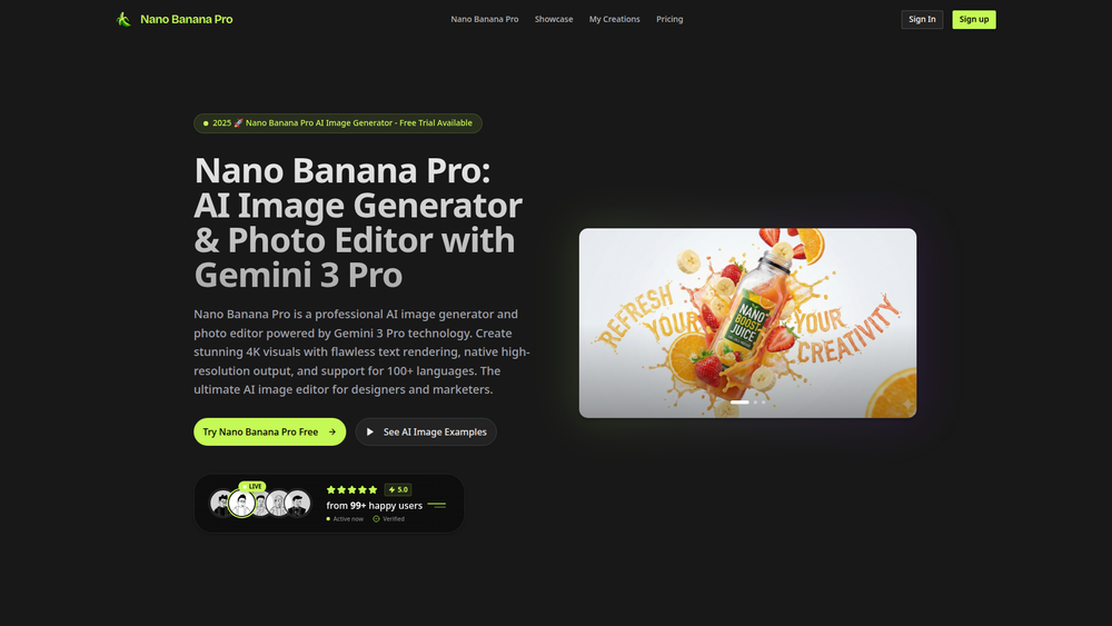 Screenshot of Nano Banana Pro - AI Image Generator & Photo Editor with Gemini 3 Pro