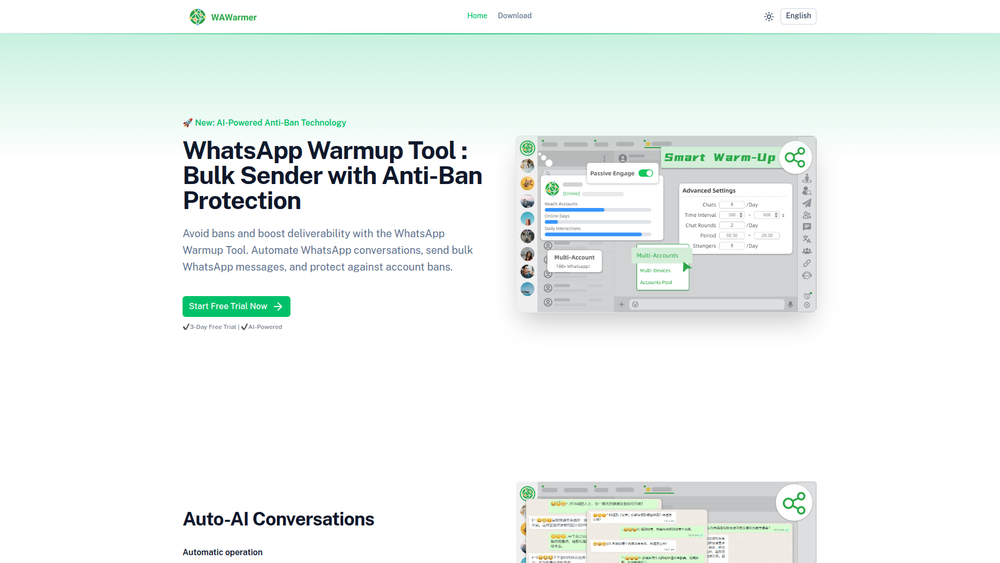 Screenshot of WhatsApp Warmup Tool